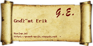 Gnámt Erik névjegykártya